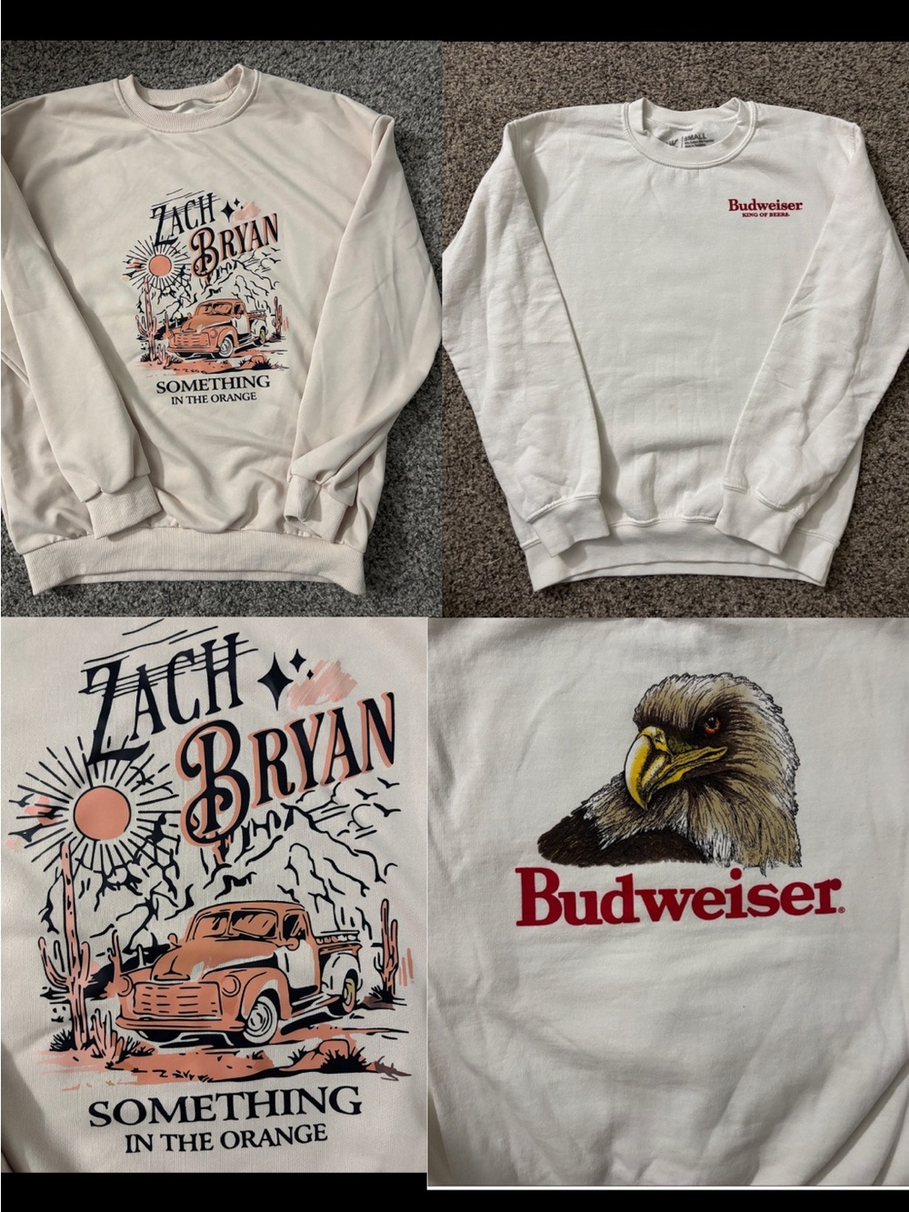 Western Graphic Crewneck - Zach Bryan And Budweiser Cream 2 Pack
